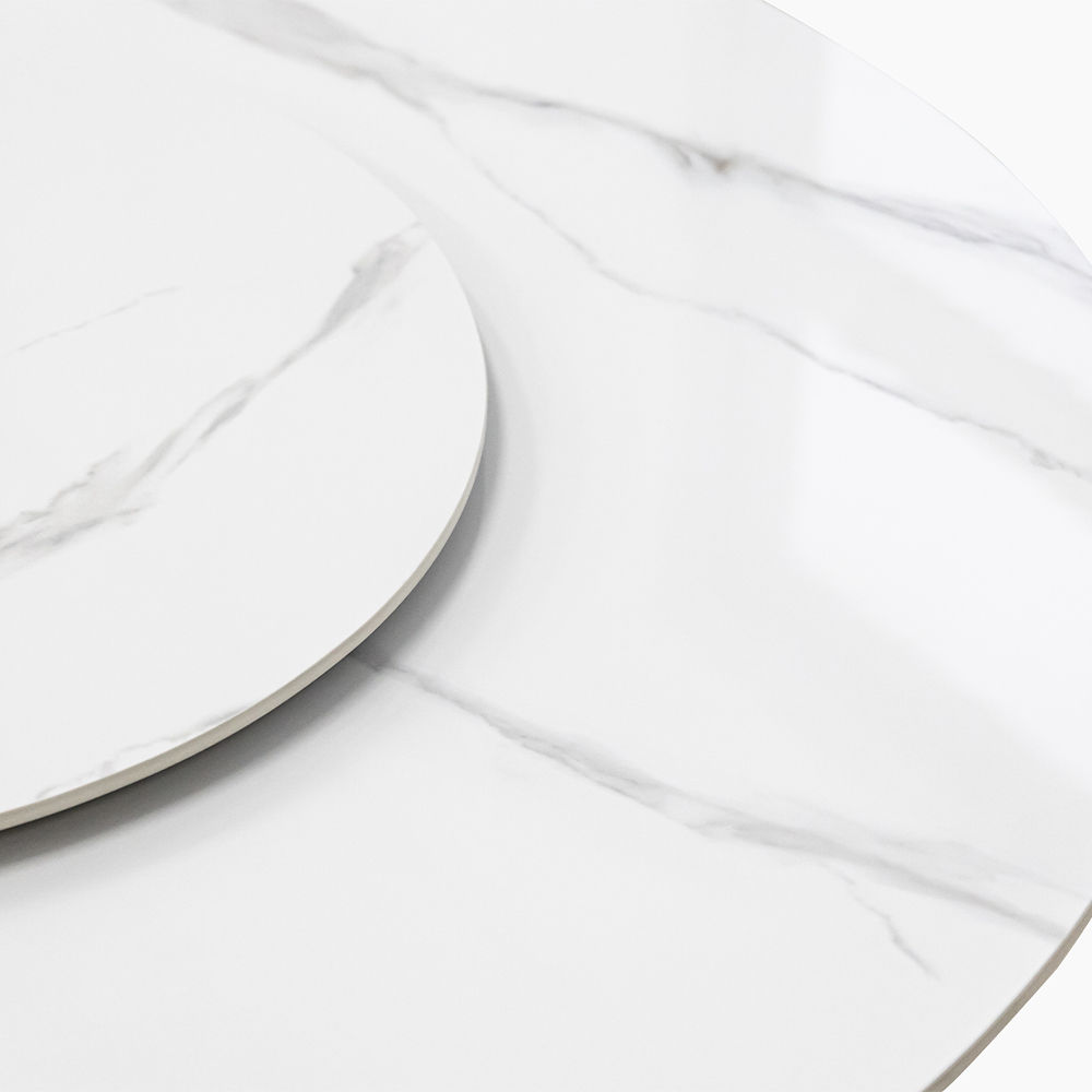 Round White Glossy Sintered Stone Dining Tables