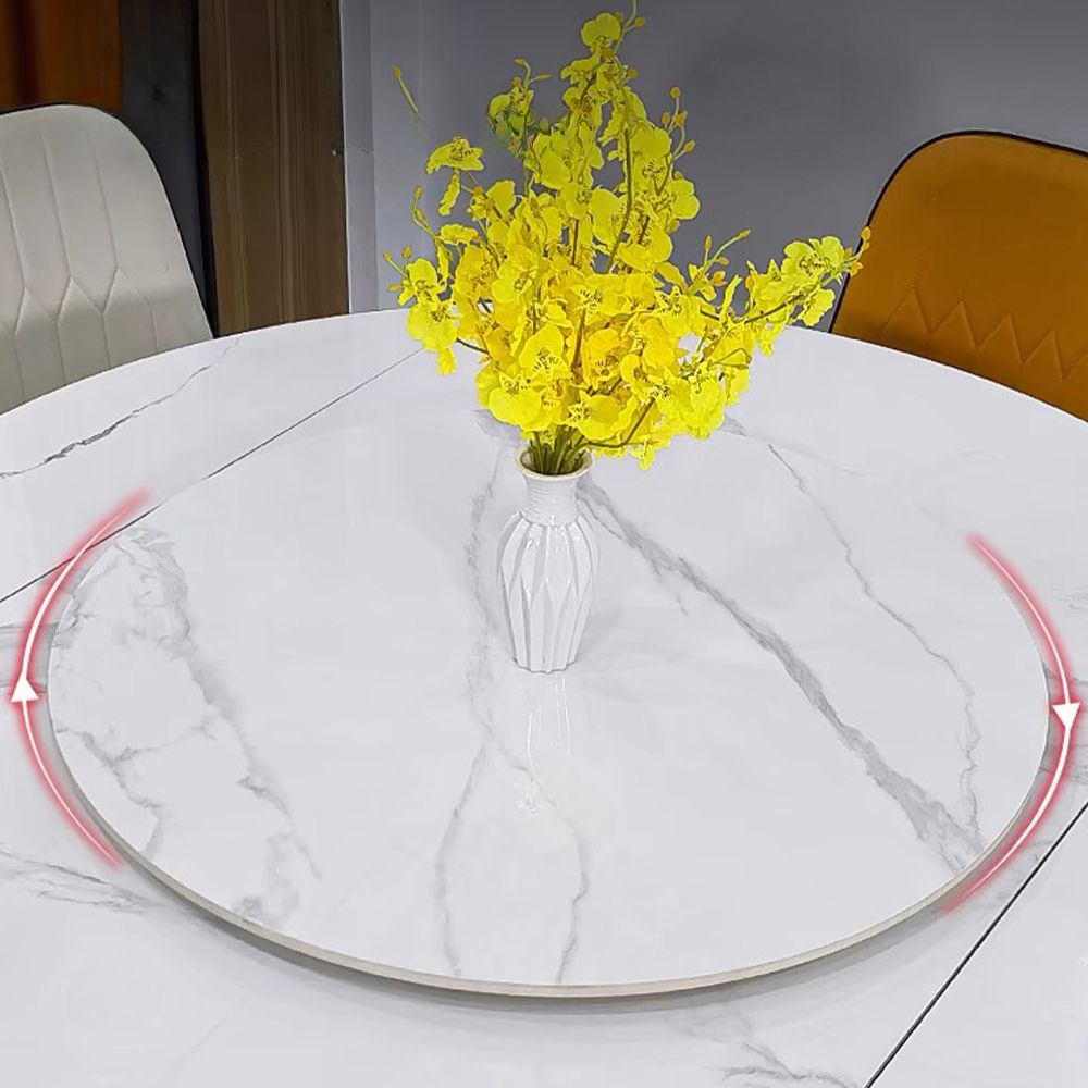 Fully Assemble White Glossy Sintered Stone Dining Tables