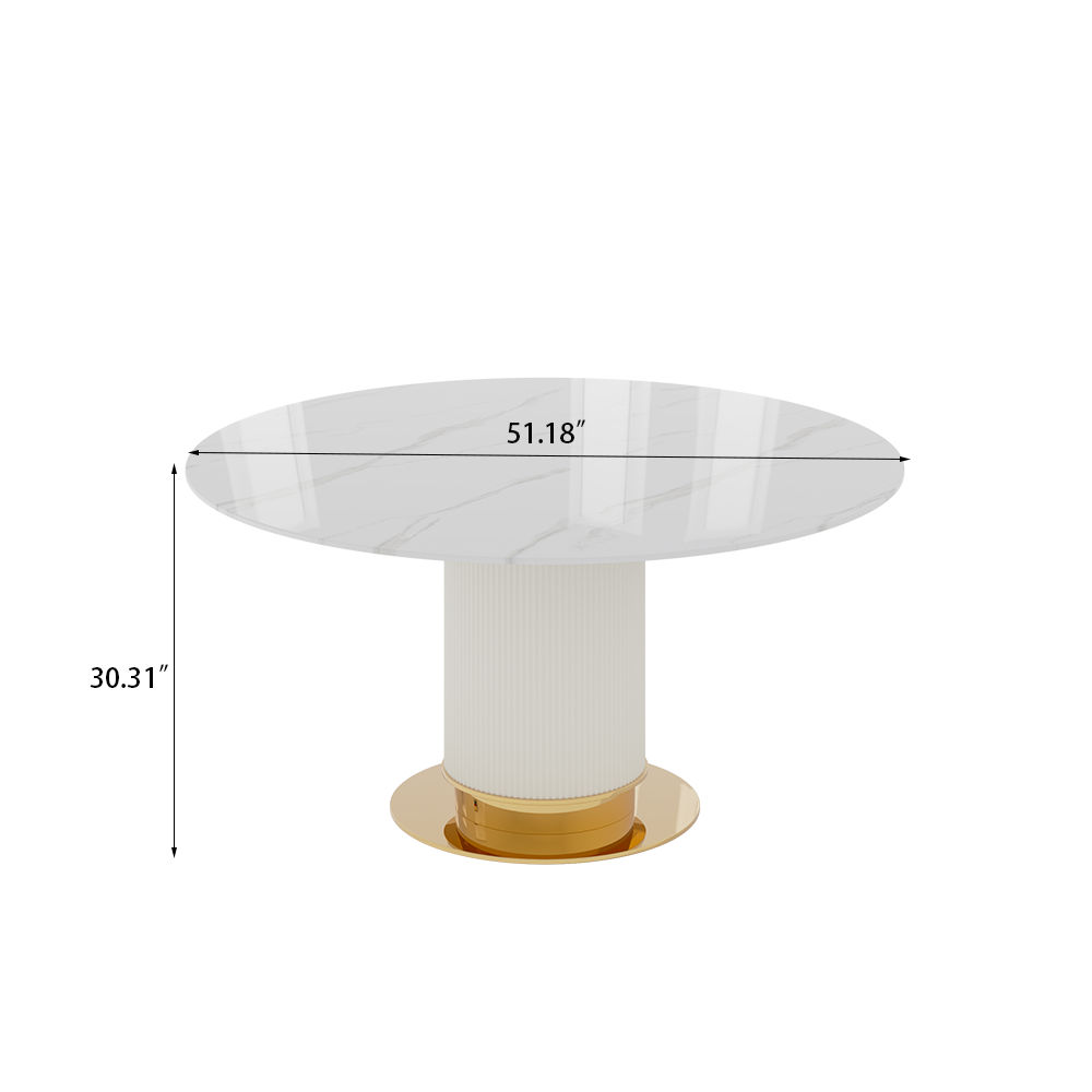 Sintered Stone White Glossy Sintered Stone Dining Tables