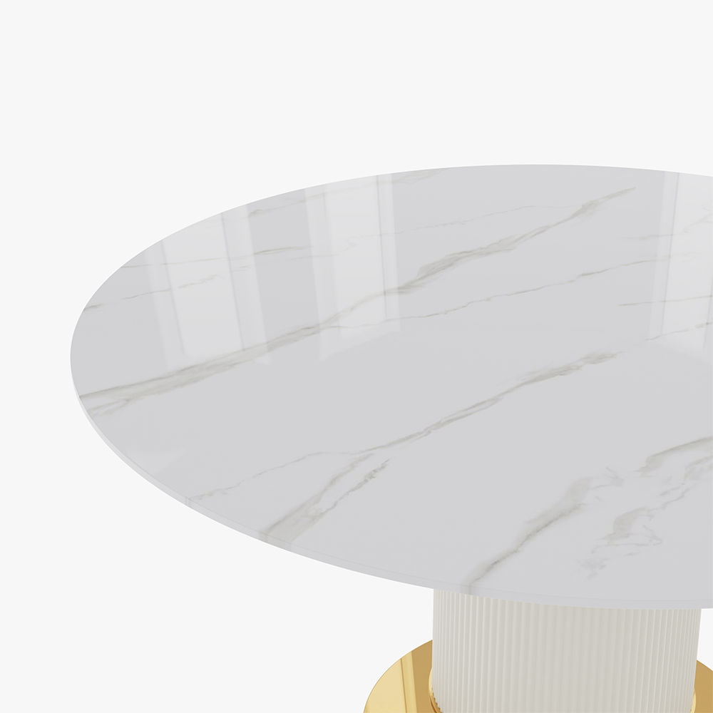 Sintered Stone White Glossy Sintered Stone Dining Tables