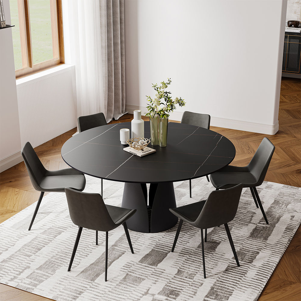 Metal Leg Black Matte Sintered Stone Dining Tables