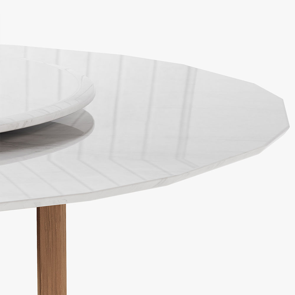 with Lazy Susan White Faux Marble Dining Tables