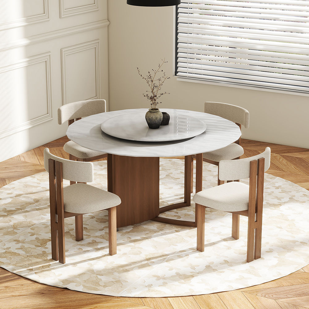 Wood Leg White Faux Marble Dining Tables
