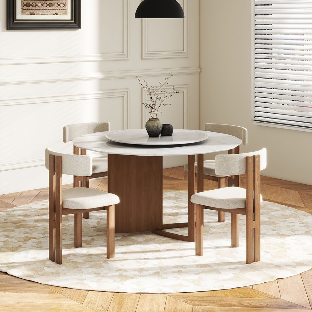 Partly Assemble White Faux Marble Dining Tables