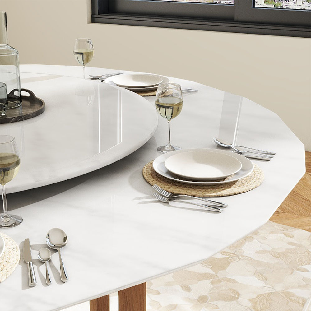 for 4 White Faux Marble Dining Tables