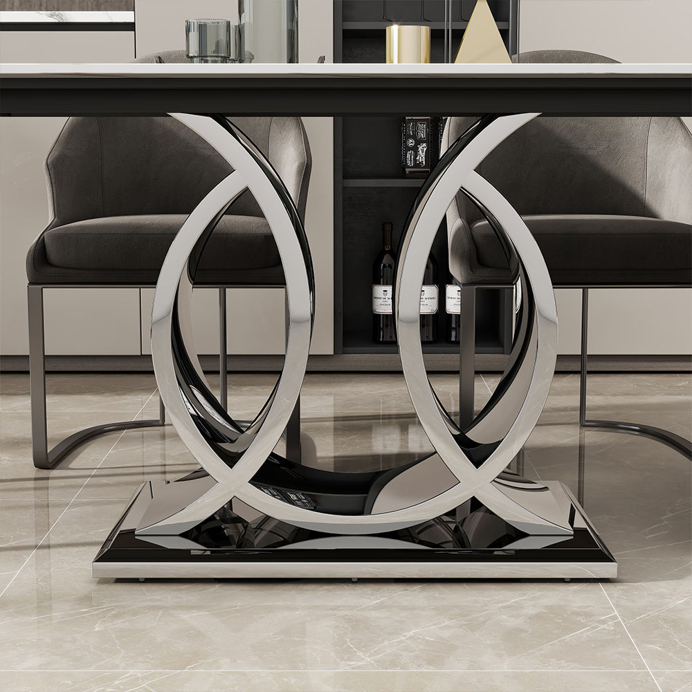 Modern Minimalist White Glossy Sintered Stone Dining Tables