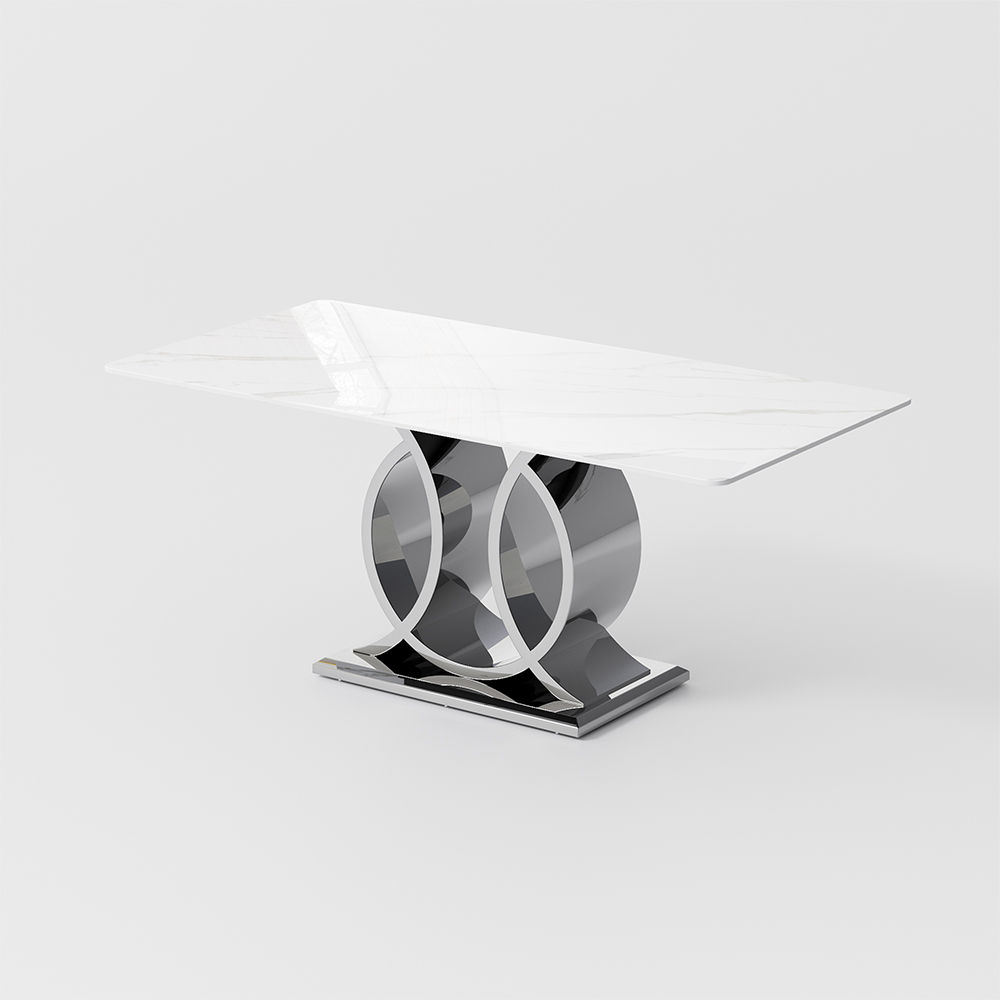 Modern White Glossy Sintered Stone Dining Tables