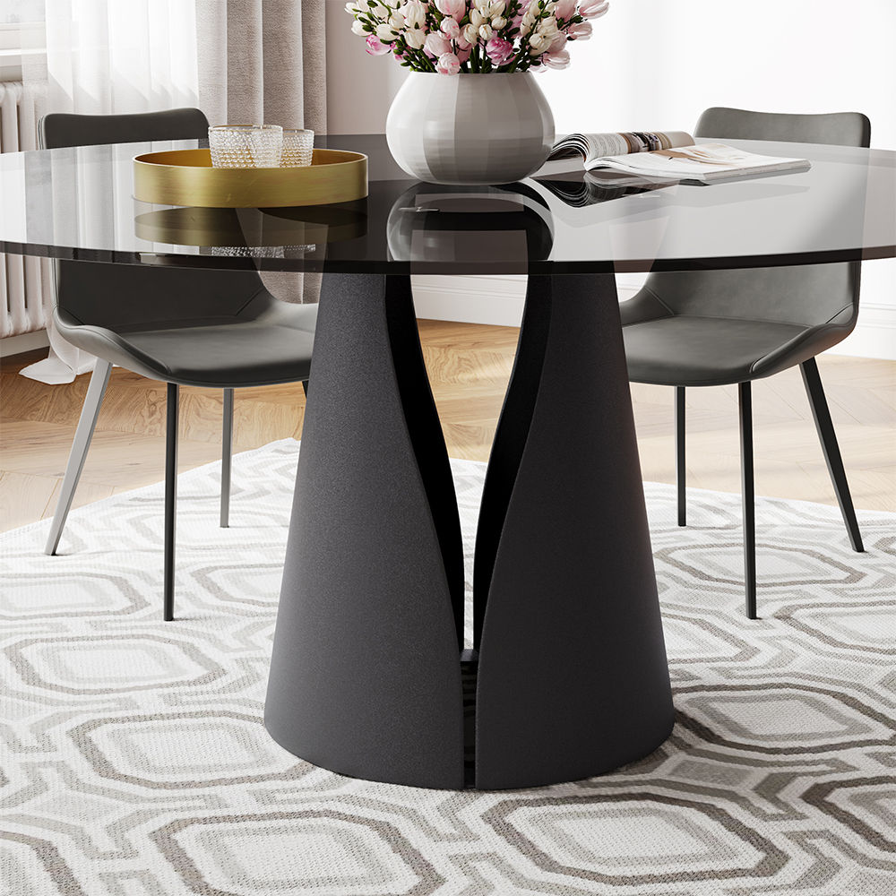 Modern Black Tempered Glass Dining Tables