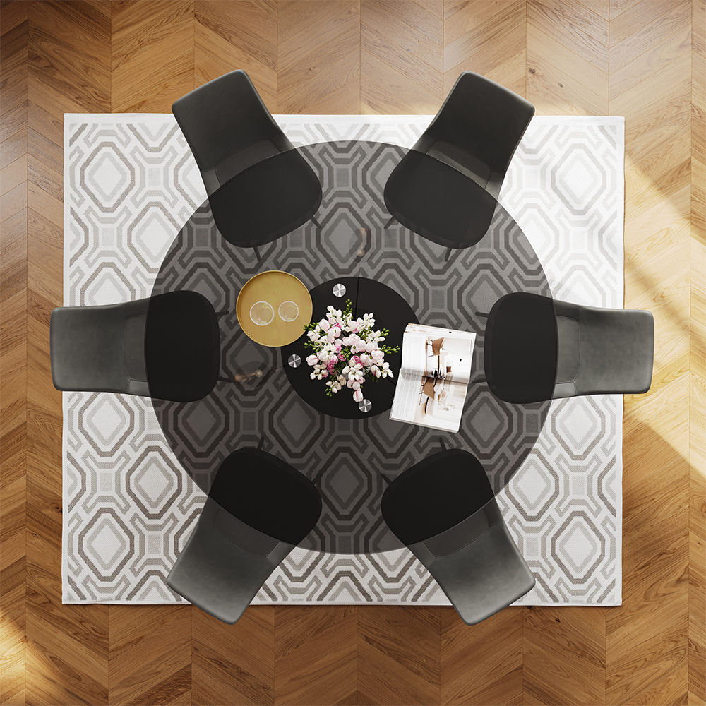 Metal Leg Black Tempered Glass Dining Tables