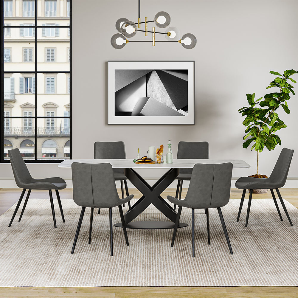 Blanc Pierre frittée mate Tables à manger