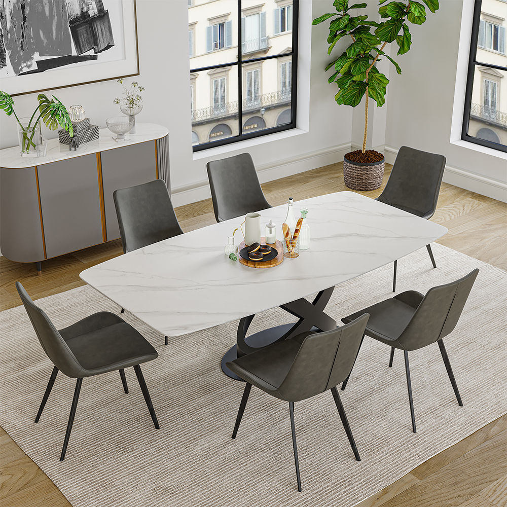 Blanc Pierre frittée mate Tables à manger