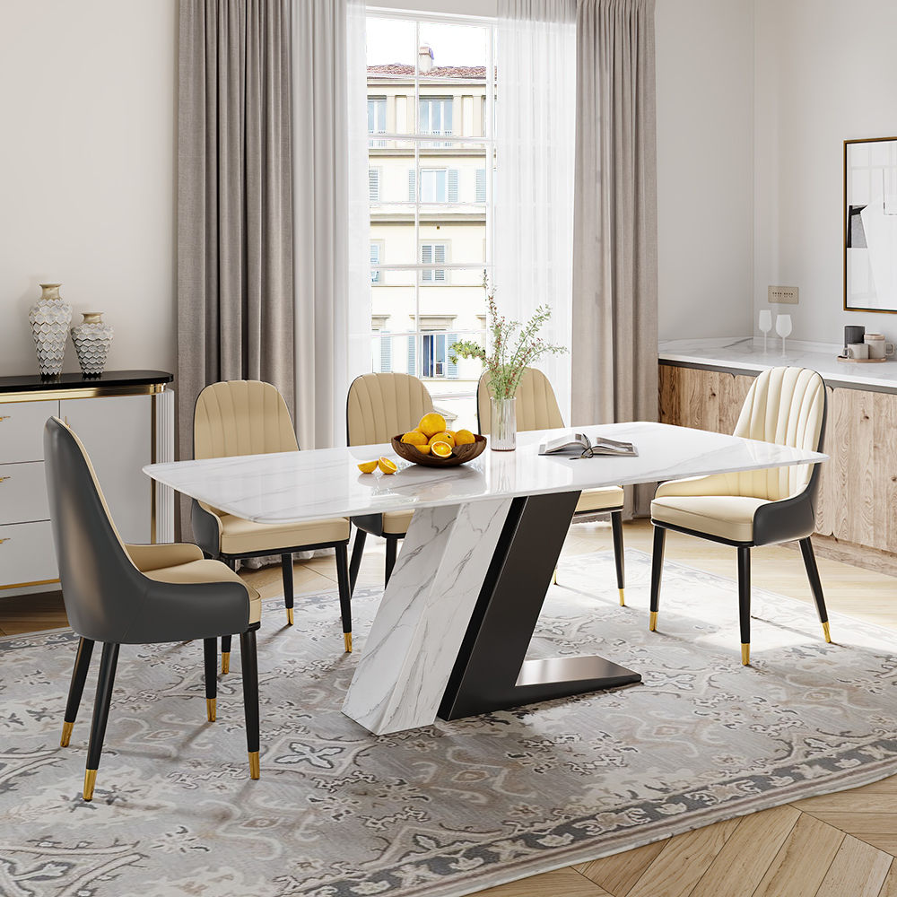 Assemblage partiel Blanc & Noir  pierre frittée  Tables à manger