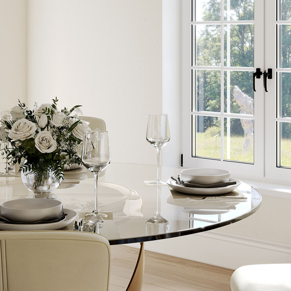 Sintered Stone Transparent Glass Dining Tables