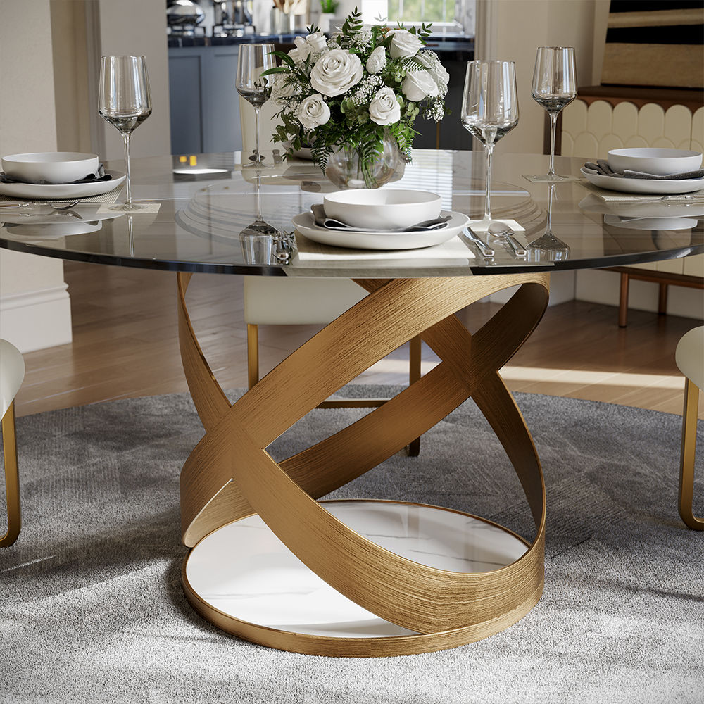 Partly Assemble Transparent Glass Dining Tables