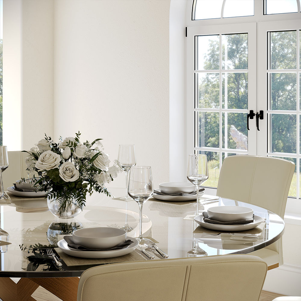 Partly Assemble Transparent Glass Dining Tables