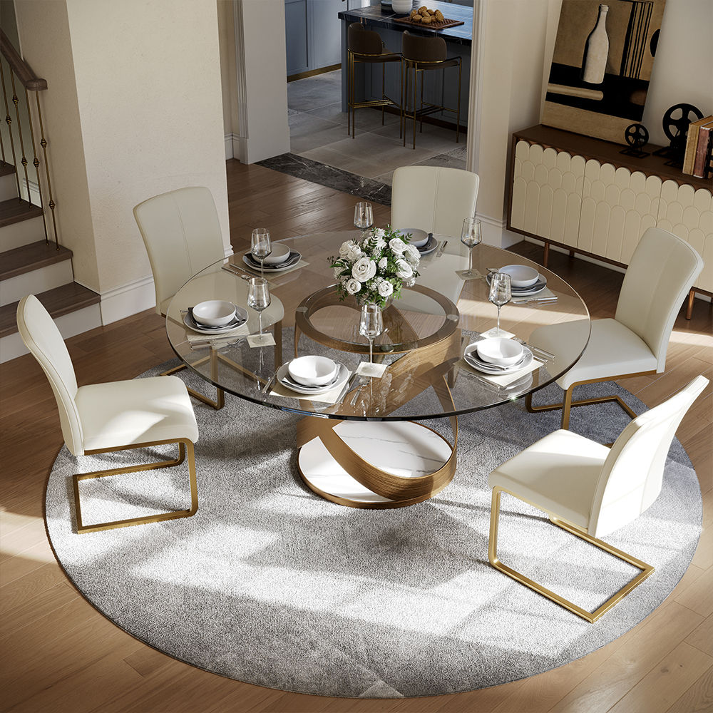 Sintered Stone Transparent Glass Dining Tables