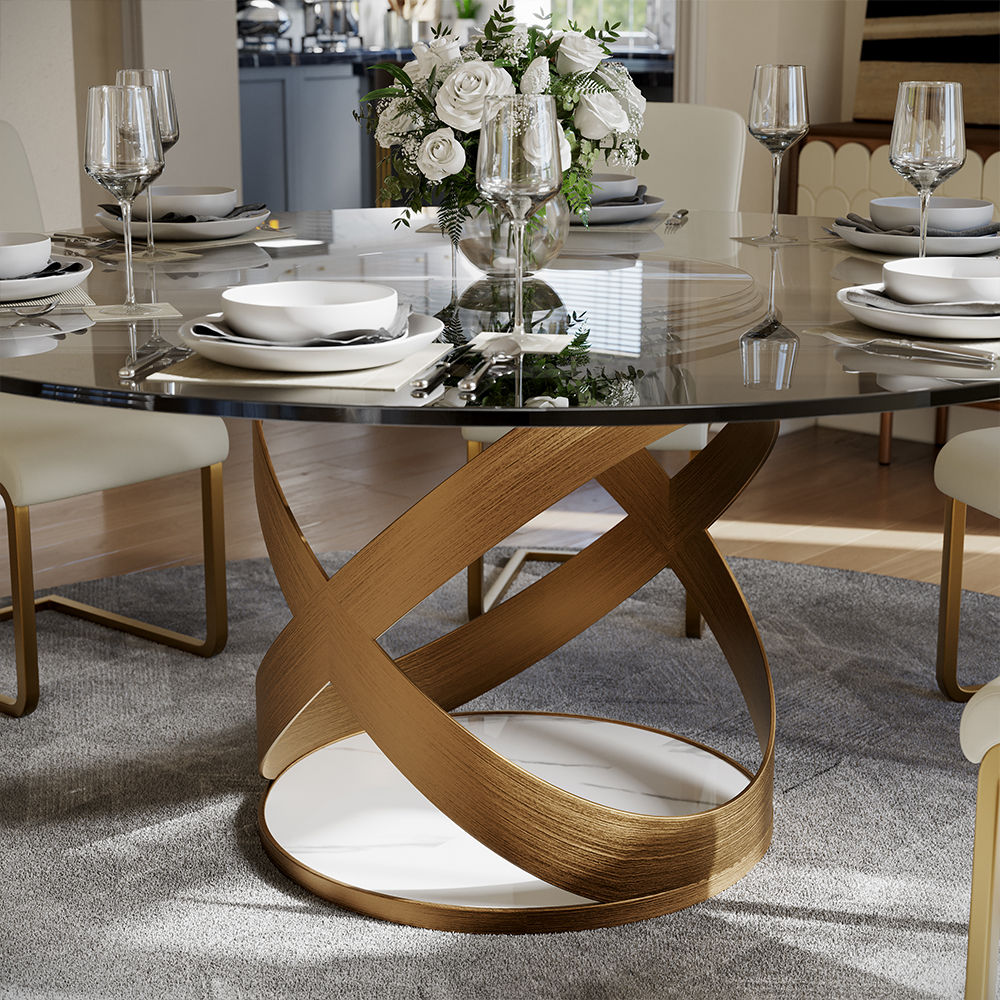 Partly Assemble Transparent Glass Dining Tables
