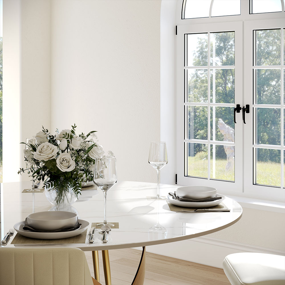 Sintered Stone White & Bronze Sintered Stone Dining Tables