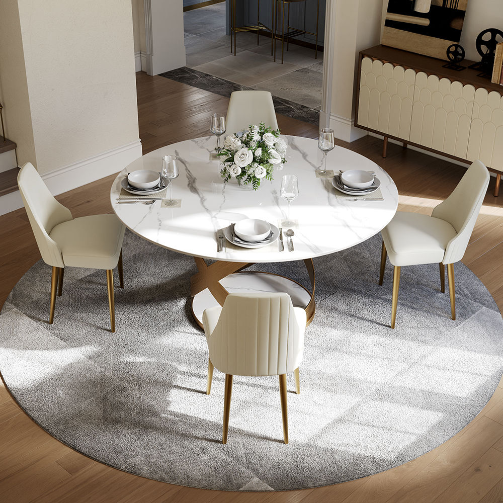 for 4 White & Bronze Sintered Stone Dining Tables