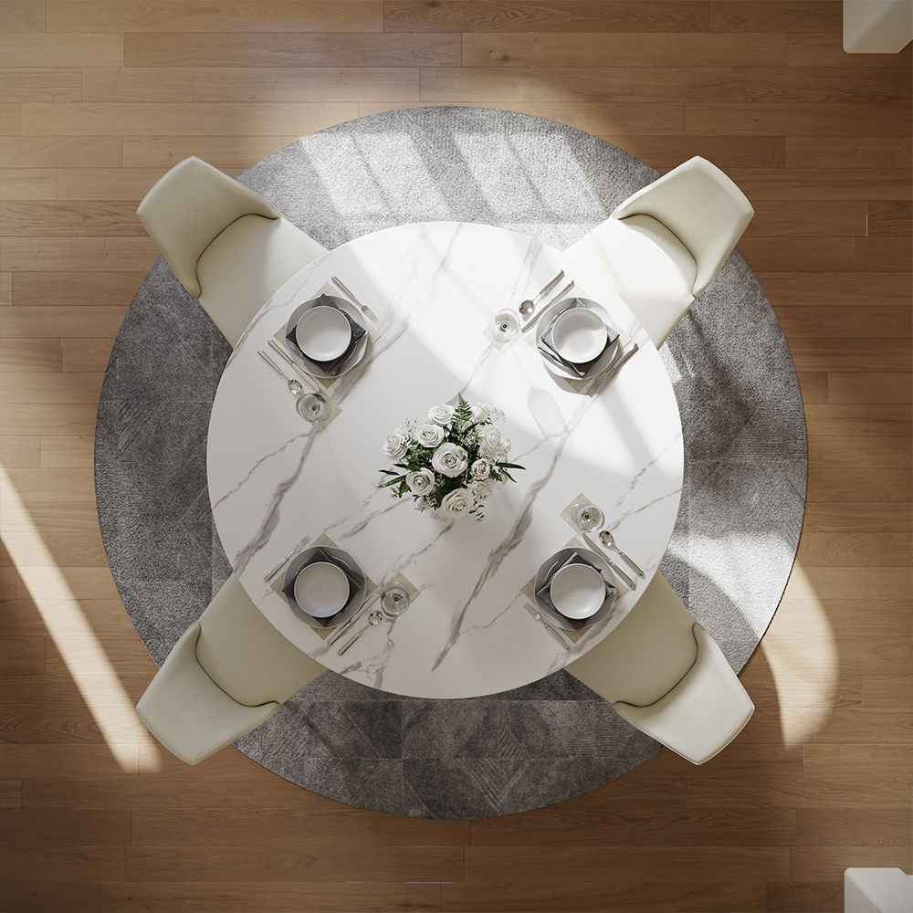 for 4 White & Bronze Sintered Stone Dining Tables