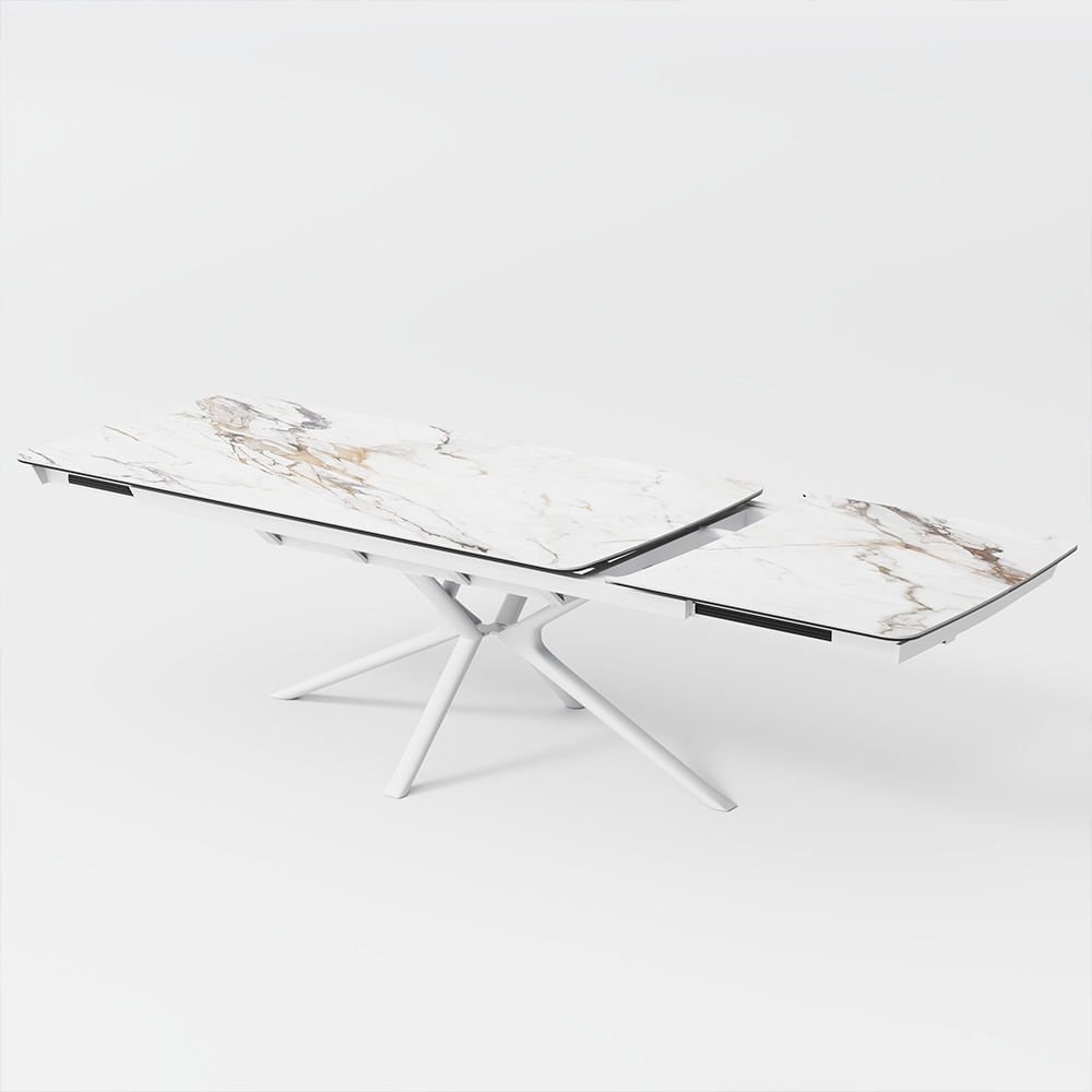 Partly Assemble White Matte Sintered Stone Dining Tables