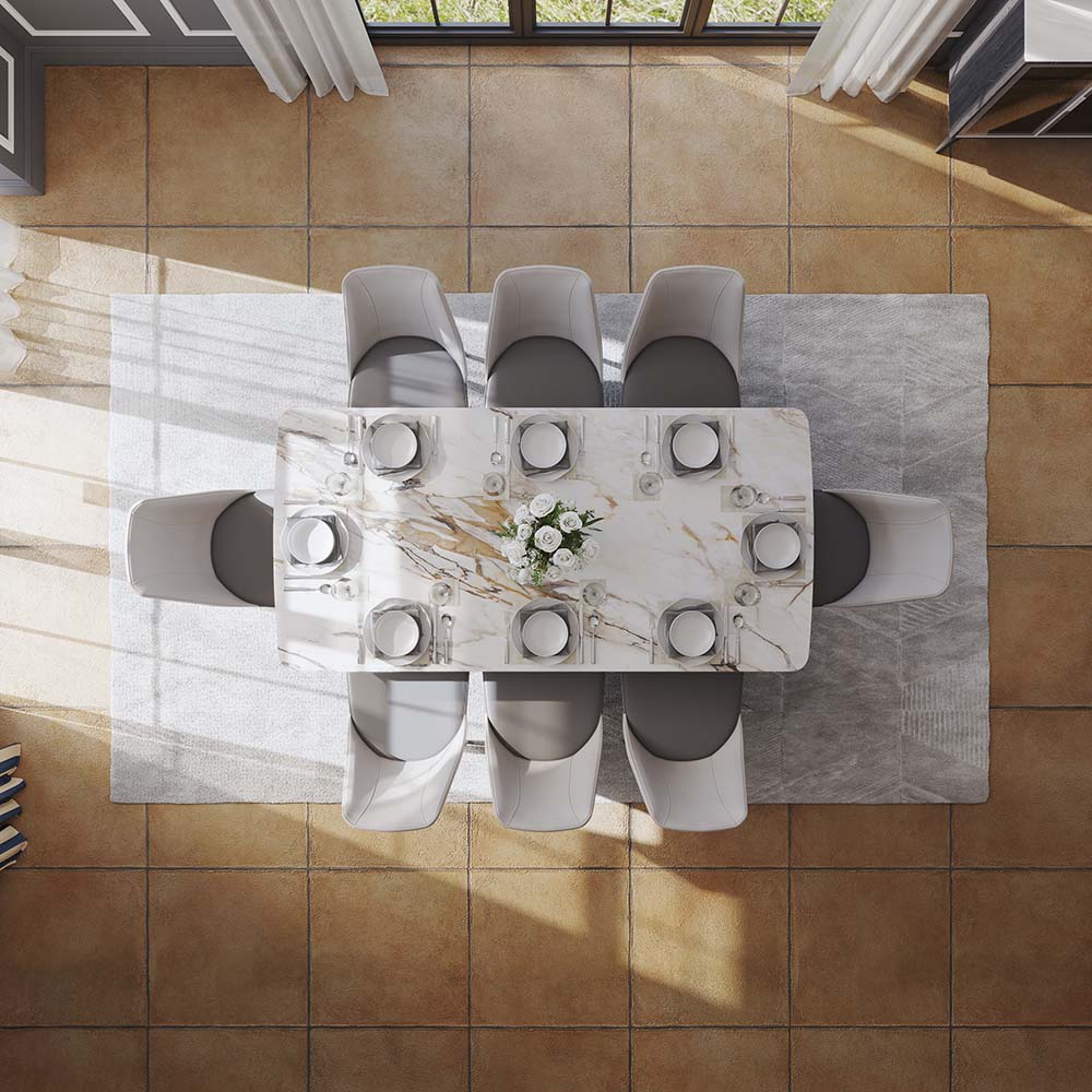 Modern White Matte Sintered Stone Dining Tables