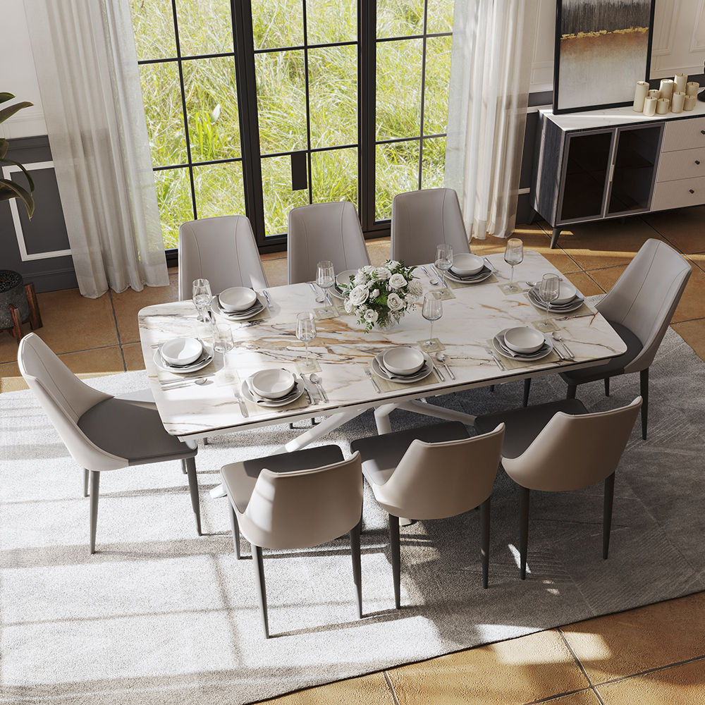 Modern Minimalist White Matte Sintered Stone Dining Tables