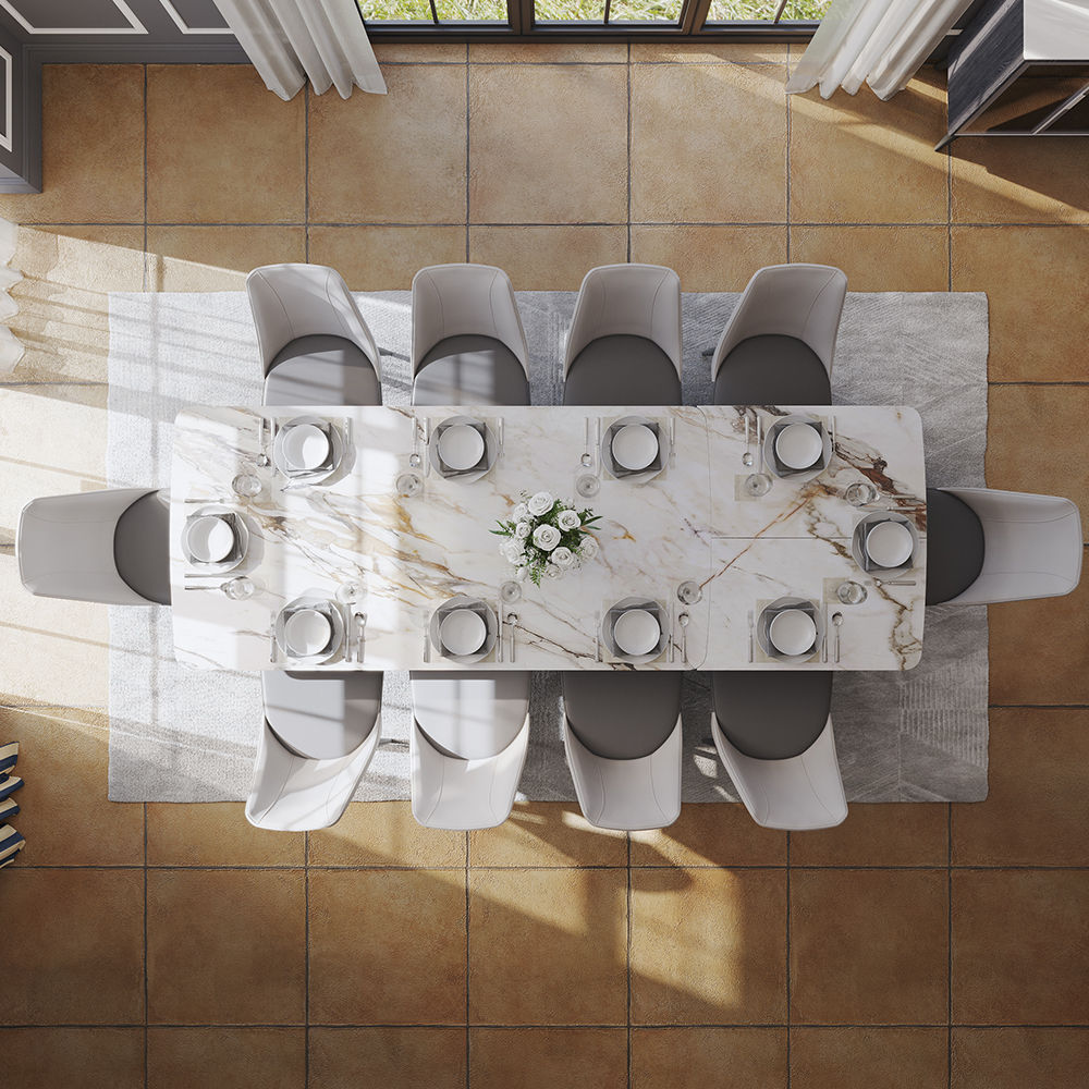 Sintered Stone White Matte Sintered Stone Dining Tables