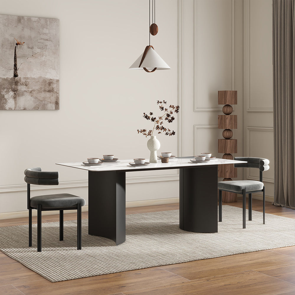 White Glossy Sintered Stone Dining Tables