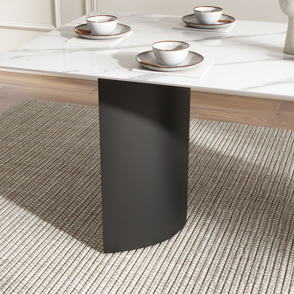 White Glossy Sintered Stone Dining Tables