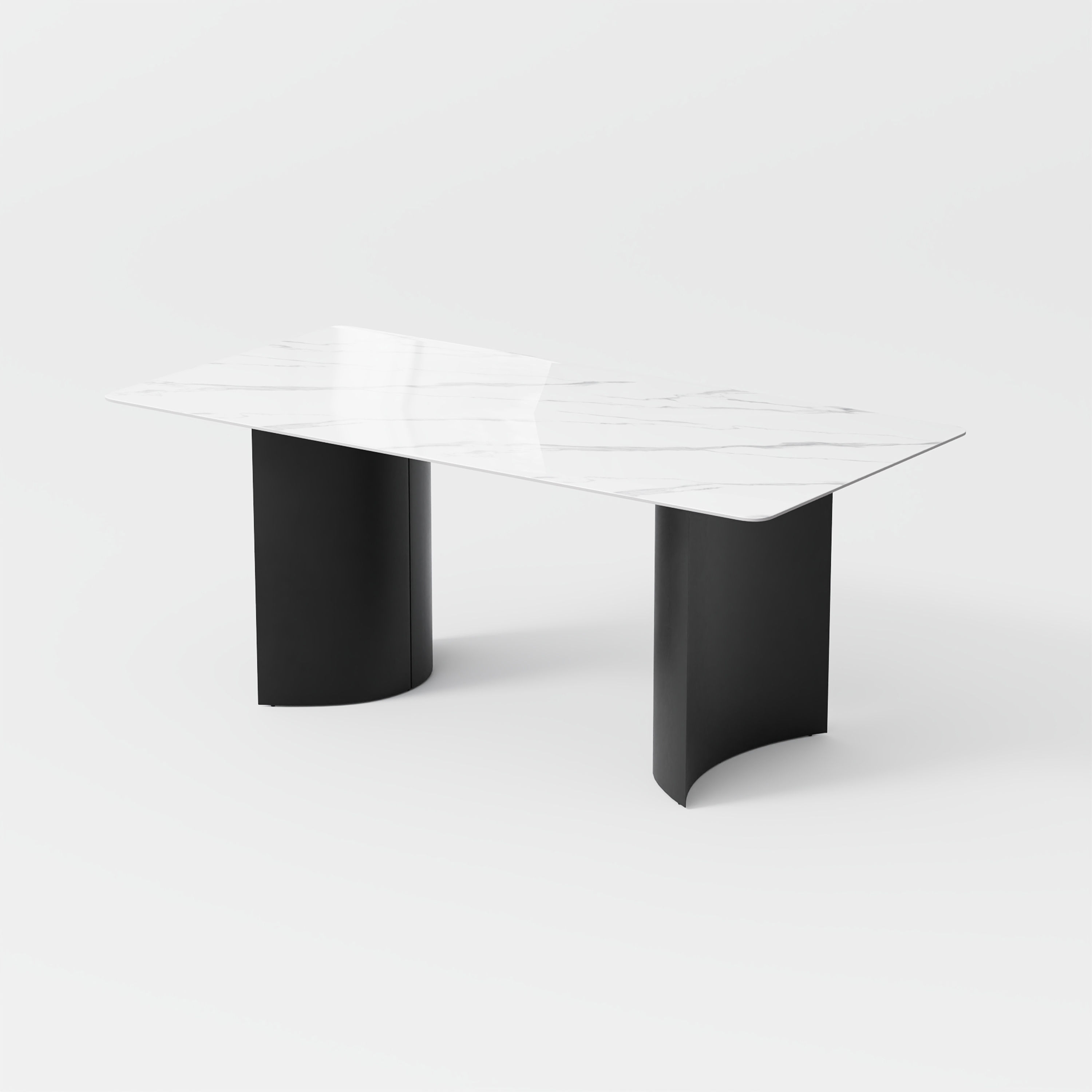 White Glossy Sintered Stone Dining Tables
