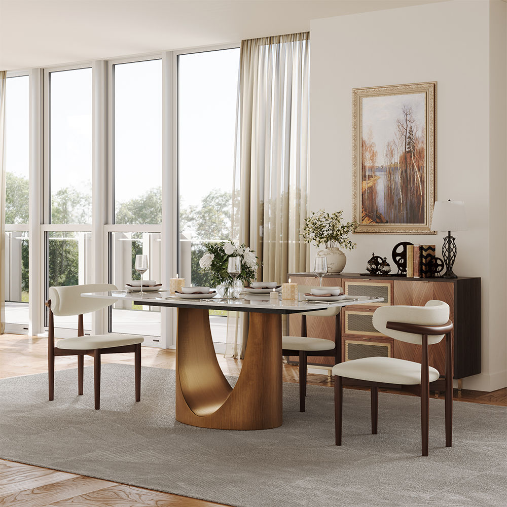 Modern White Glossy Sintered Stone Dining Tables