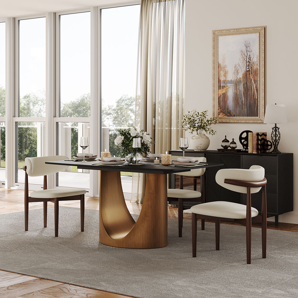 Modern Minimalist Black Matte Sintered Stone Dining Tables