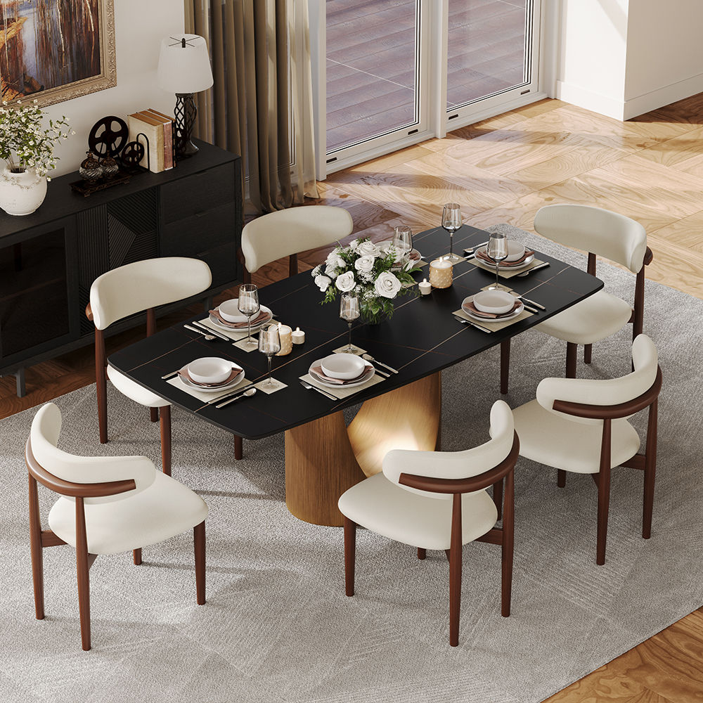 Modern Black Matte Sintered Stone Dining Tables
