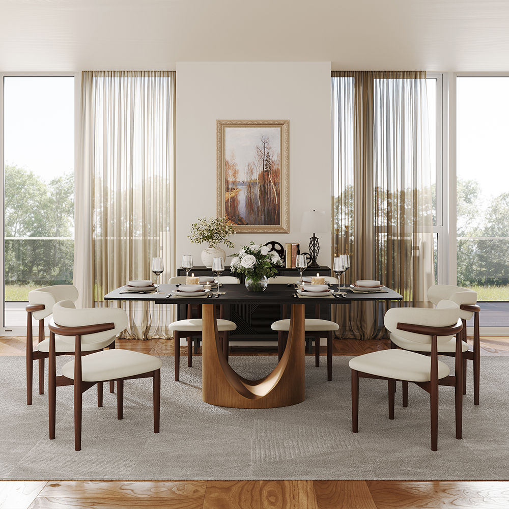 for 4 Black Matte Sintered Stone Dining Tables