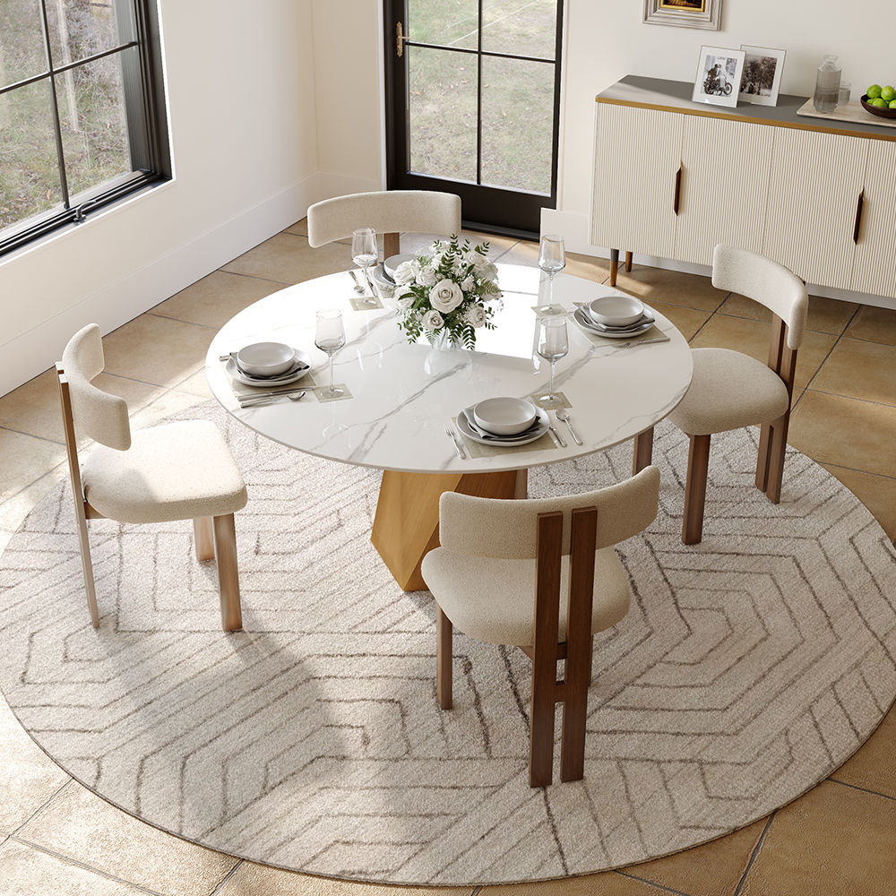 White Glossy Sintered Stone Dining Tables