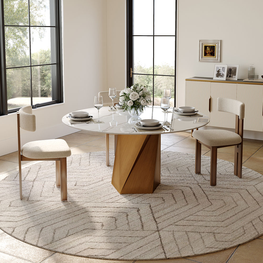 White Glossy Sintered Stone Dining Tables