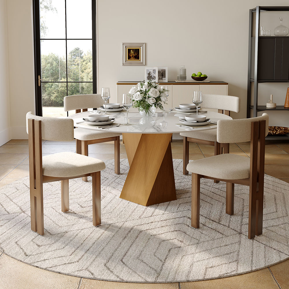 White Glossy Sintered Stone Dining Tables