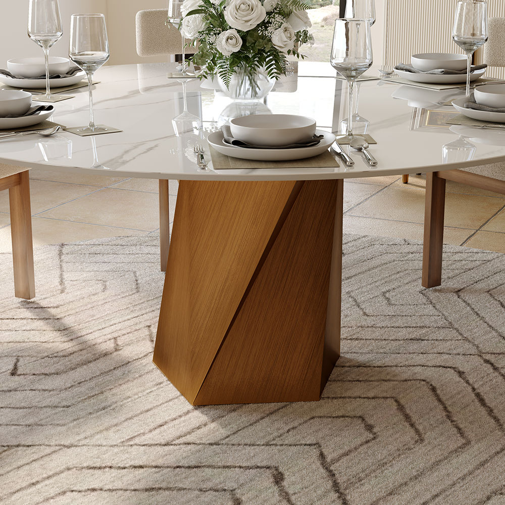 White Glossy Sintered Stone Dining Tables