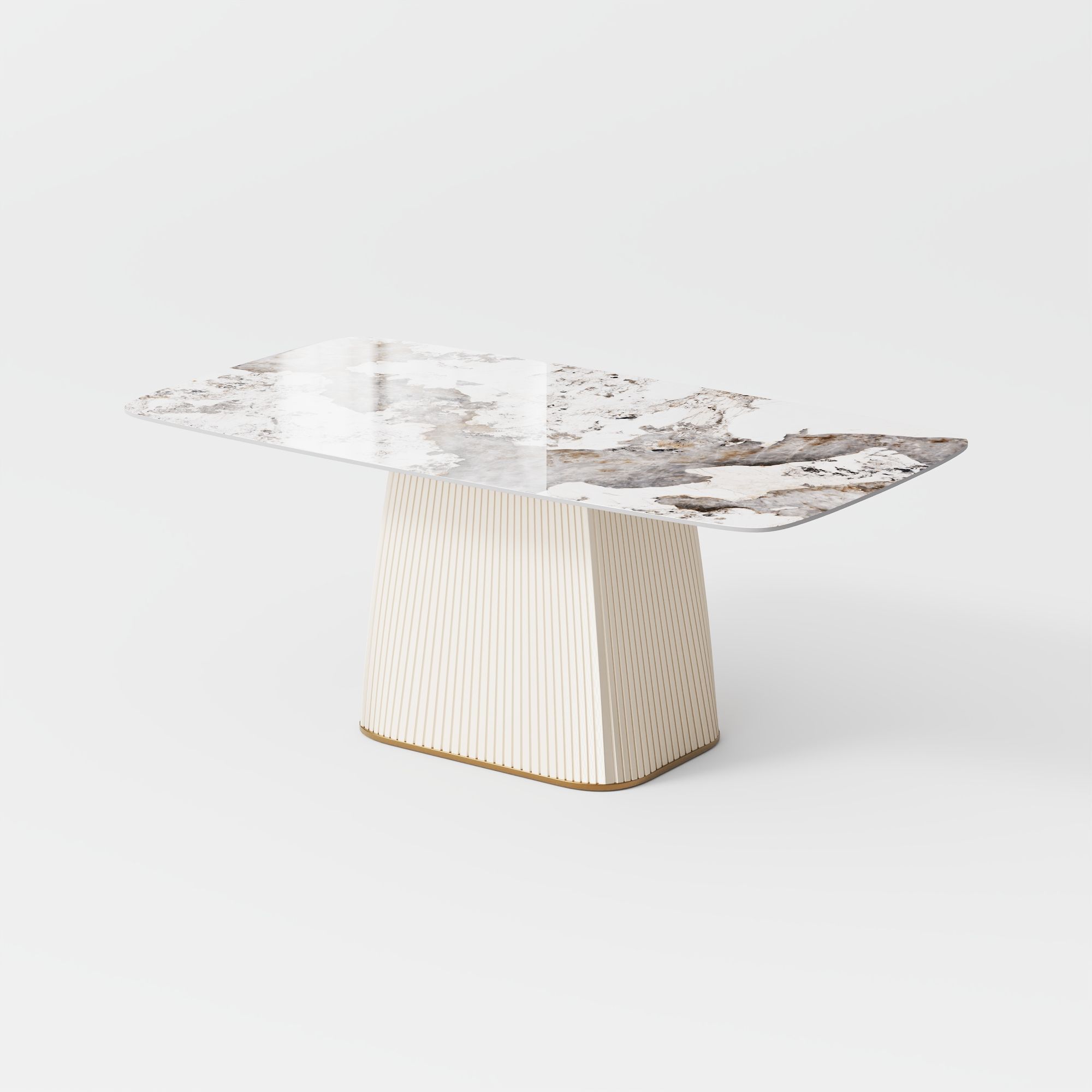 Metal Base Pandora Glossy Sintered Stone Dining Tables