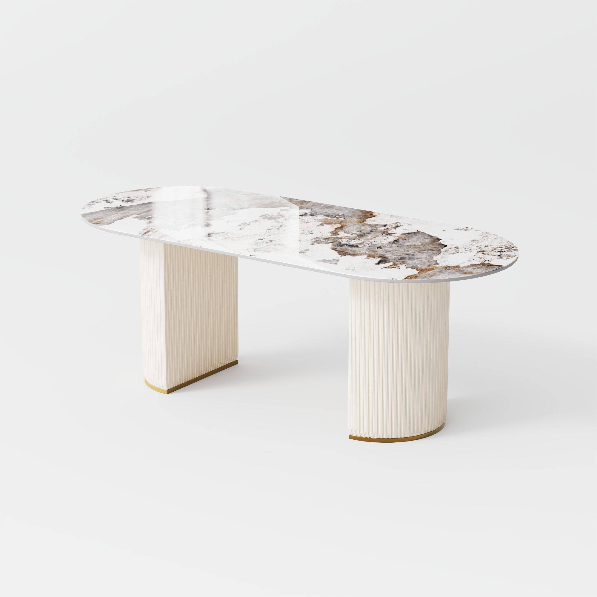 Metal Base Pandora Glossy Sintered Stone Dining Tables