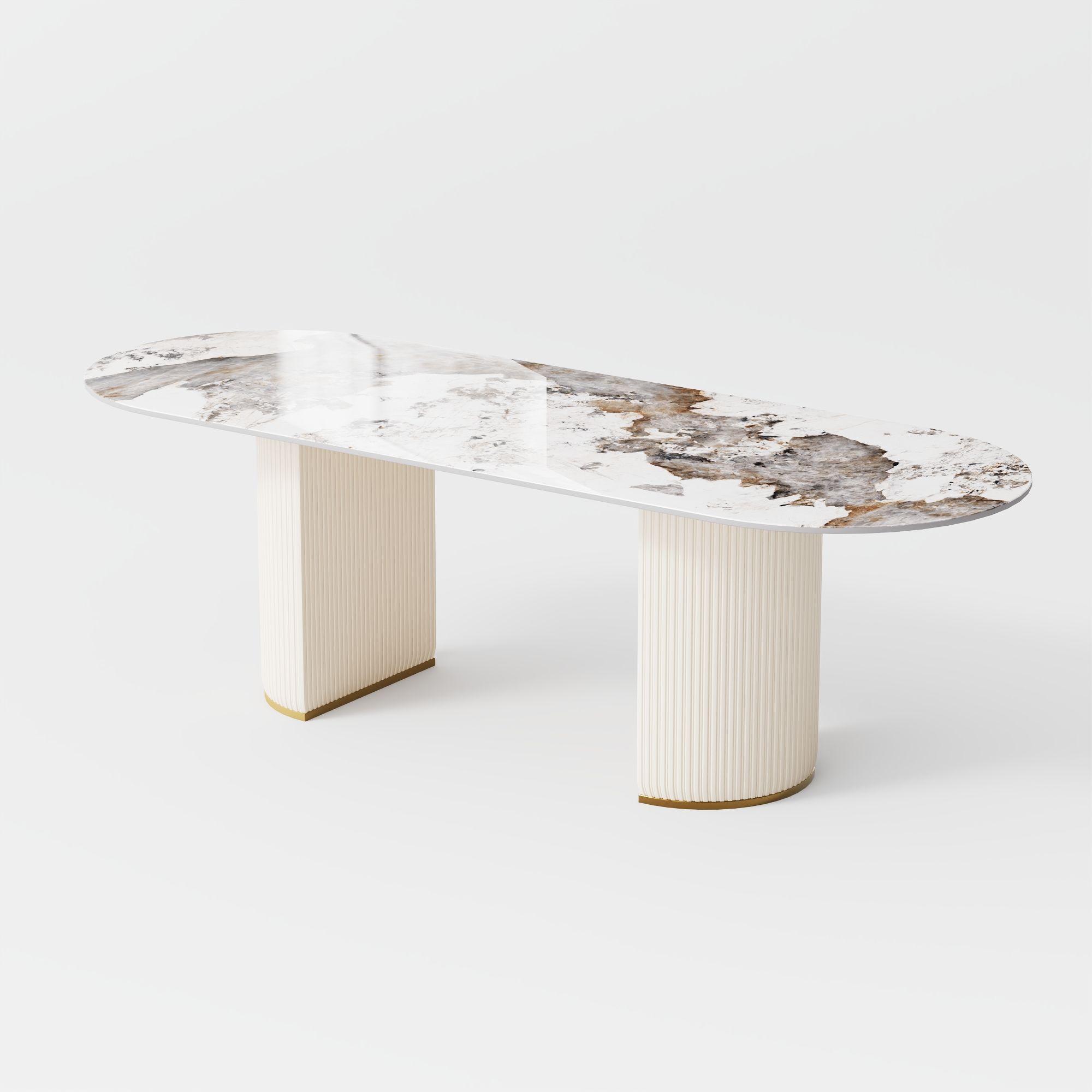 Metal Base Pandora Glossy Sintered Stone Dining Tables