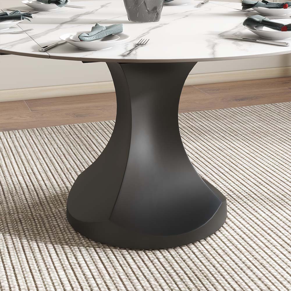 Metal Base White Matte Sintered Stone Dining Tables