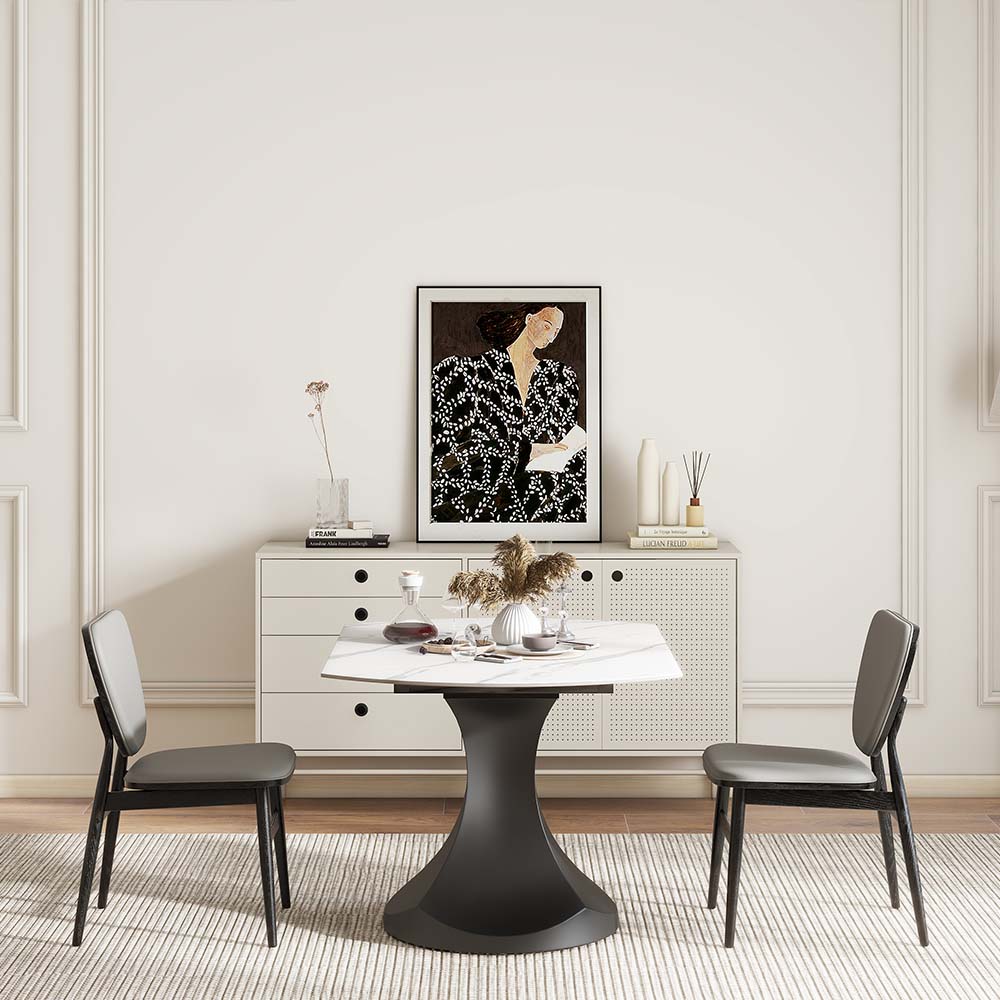 for 4 White Matte Sintered Stone Dining Tables