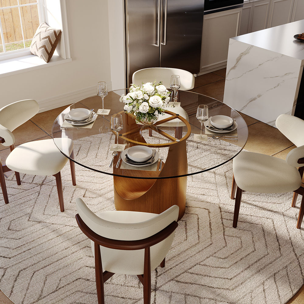 Partly Assemble Clear Tempered Glass Dining Tables