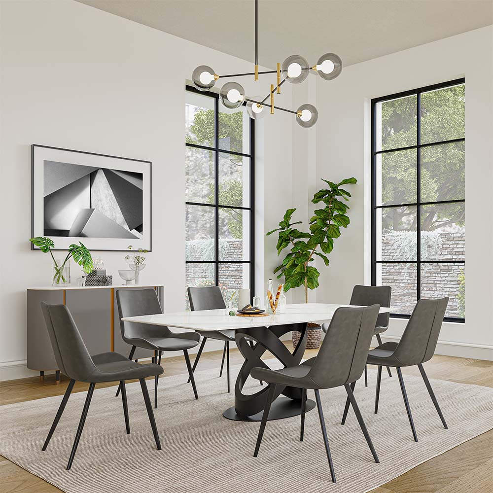 Rectangular White Matte Sintered Stone Dining Tables