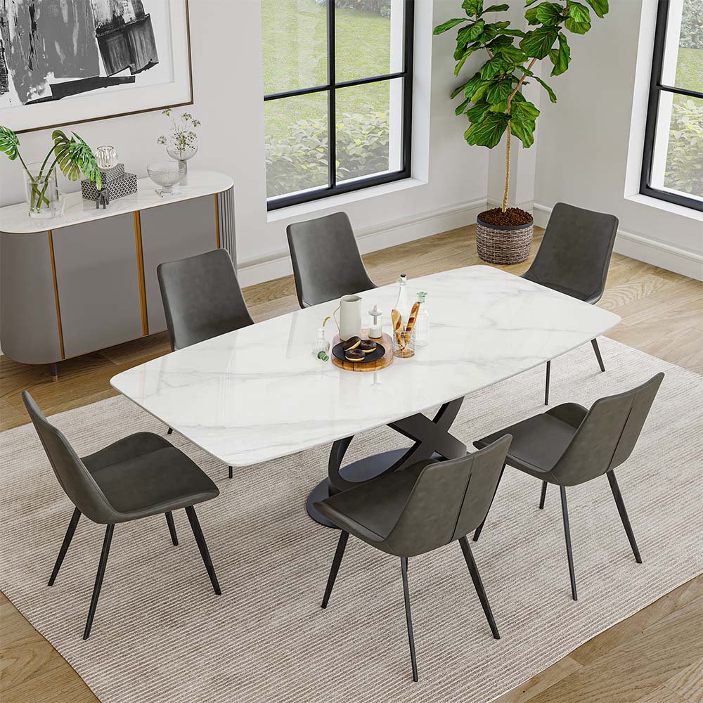 Modern White Matte Sintered Stone Dining Tables