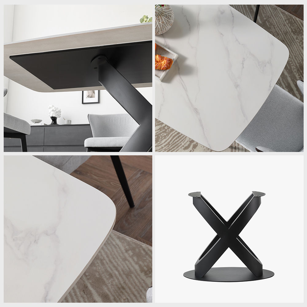 Modern White Matte Sintered Stone Dining Tables