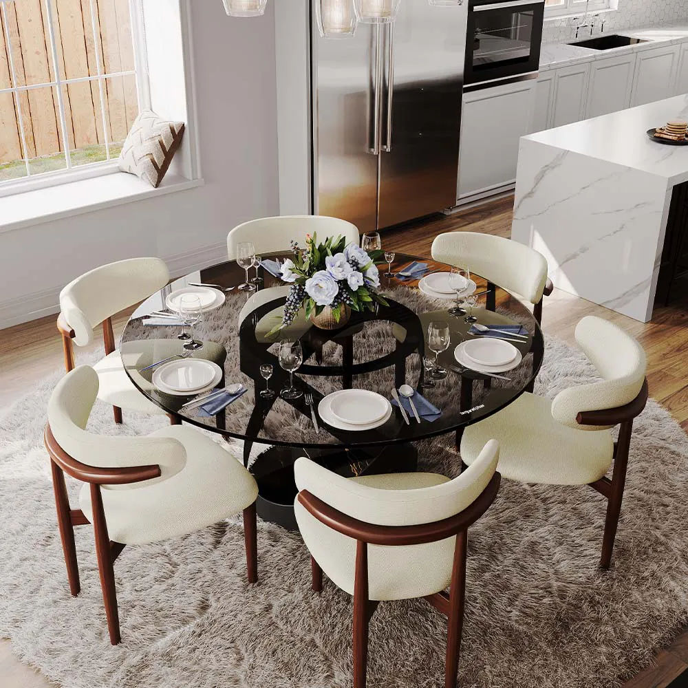 Partly Assemble Gray Glass Dining Tables