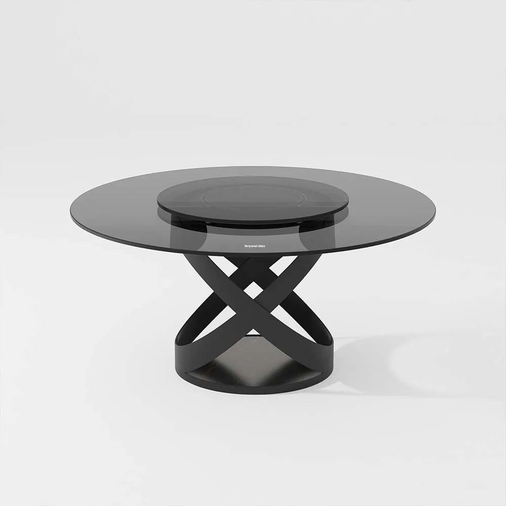 Round Gray Glass Dining Tables